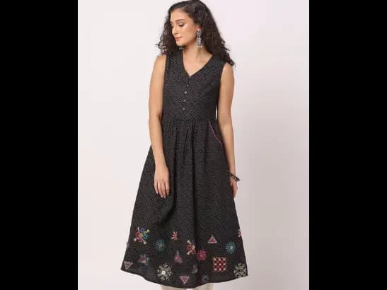 Chevron Print A-Line Kurta