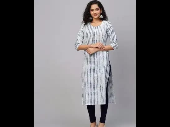 Striped Round Neck Cotton Straight Kurta