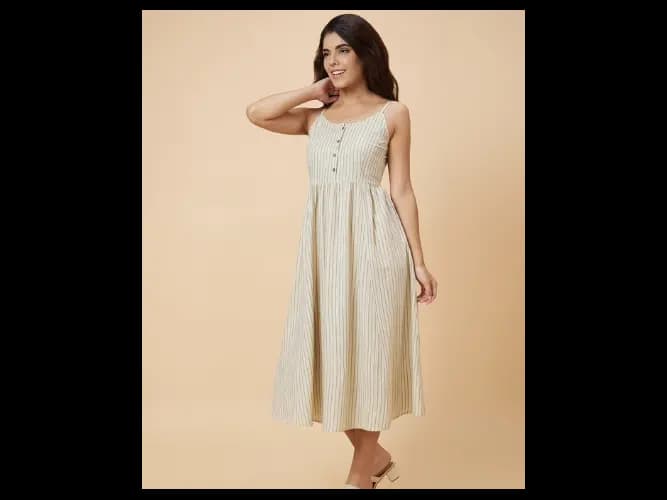 Striped A-Line Midi Dress (2)