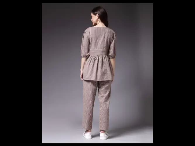 Textured A-Line Dress - Beige (4)