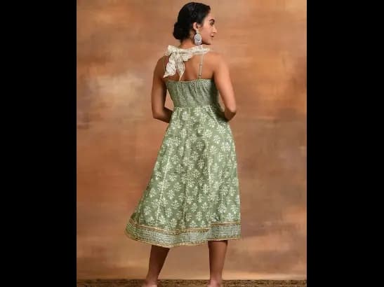 Ethnic Motifs Printed Gotta Patti Pure Cotton Anarkali Kurta (3)