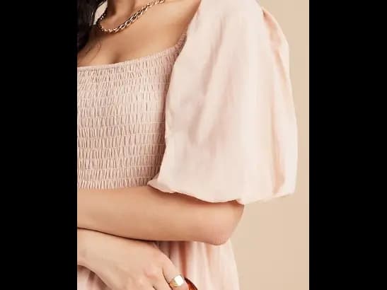Beige Striped A-Line Midi Dress (2)