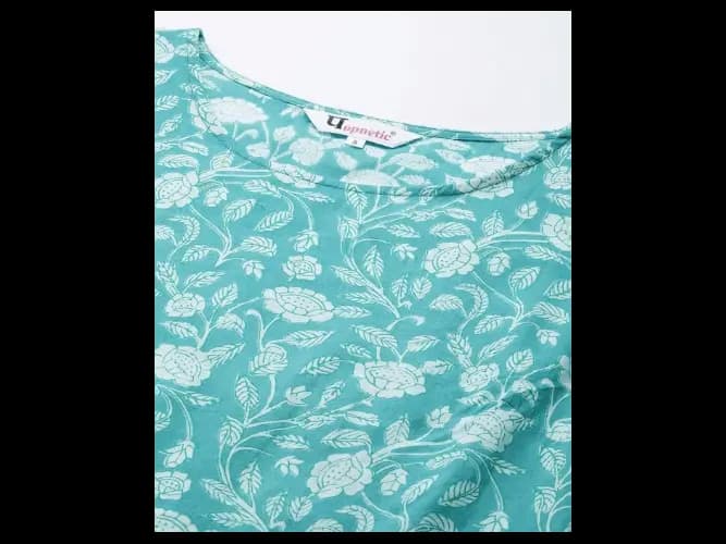Floral Printed Cotton A-Line Dress (5)