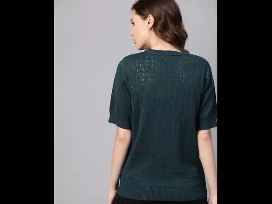 The Lifestyle Co Green Crochet Cotton Regular Top (3)