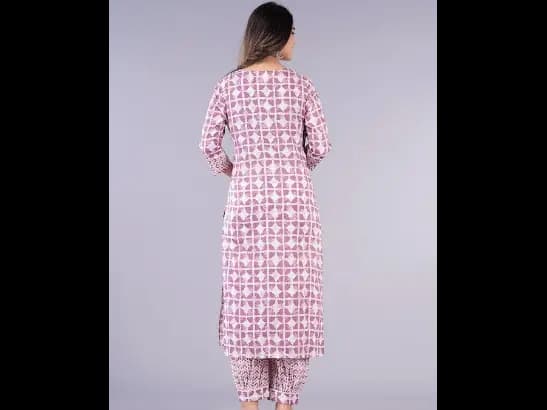 Geometric Printed Pure Cotton Kurta with Salwar & Dupatta (5)