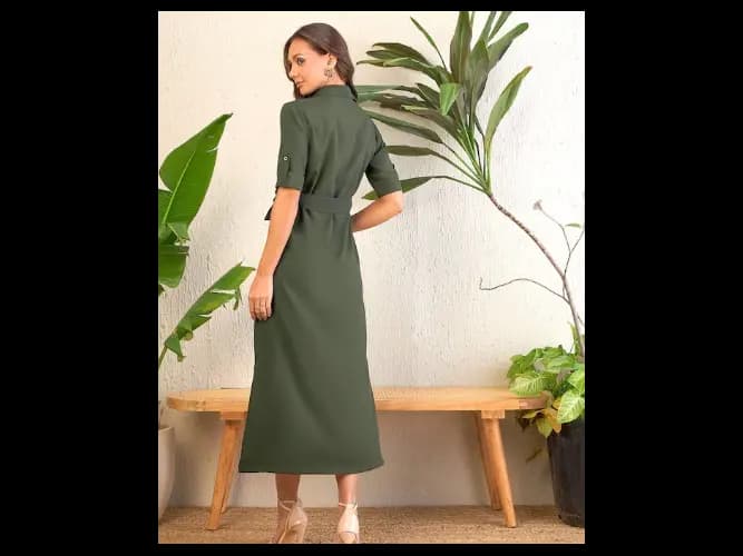 Women Button Down Shirt Maxi Dress (4)