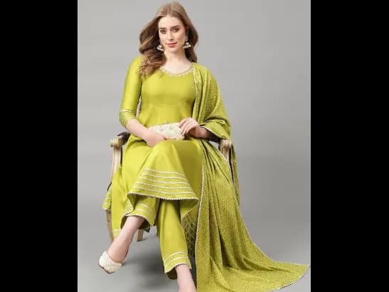 Regular Gotta Patti Kurta with Trousers & With Dupatta