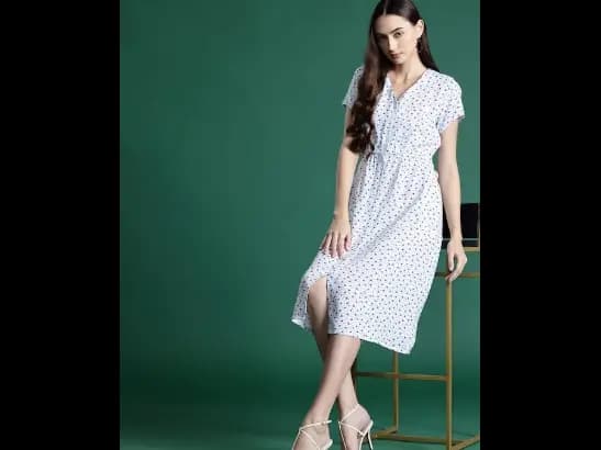 Floral Print A-Line Midi Dress (2)