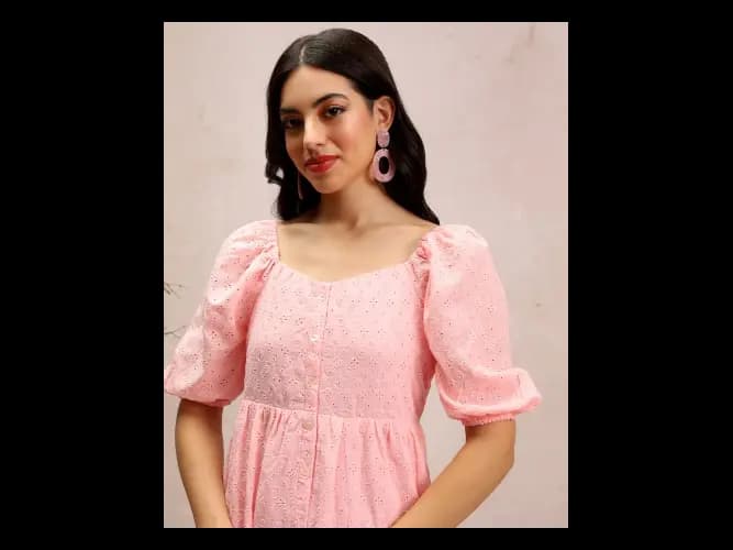Women Pink Embroidered A-Line Dresses
