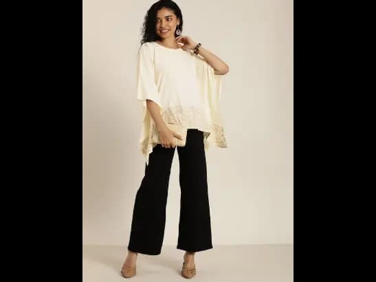 Floral Print Batwing Sleeve Festive Kaftan Top (3)