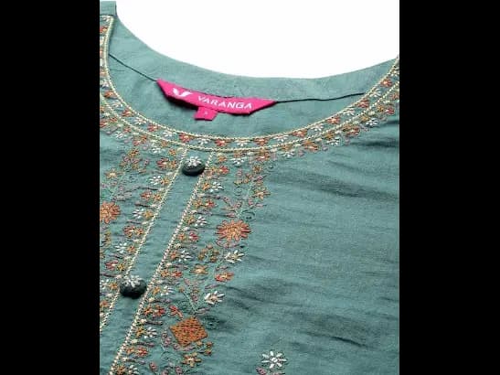 Floral Embroidered Regular Sequinned Kurta with Sharara & With Dupatta (5)