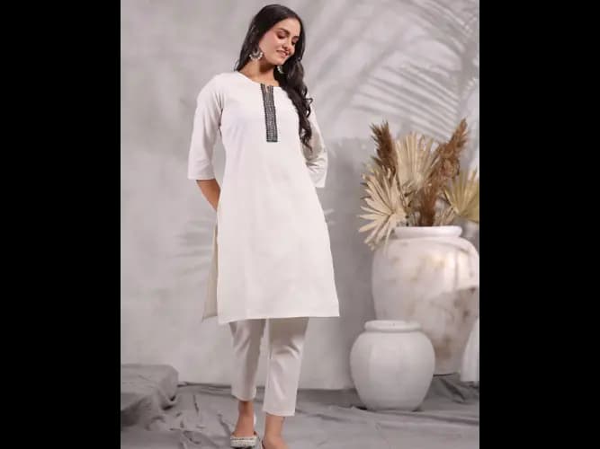 Round-Neck Straight Kurta Set