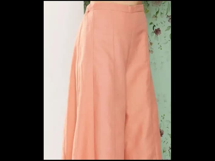 Peach-coloured solid Top with Palazzos (5)