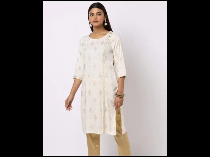 Foil Print Straight Kurta