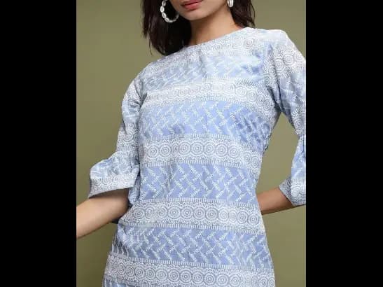 Ethnic Motifs Embroidered Bell Sleeves Sheath Dress (3)