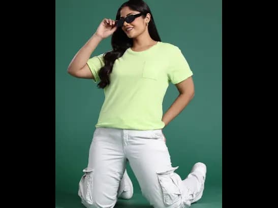 Plus Size Pure Cotton Pockets T-shirt (4)