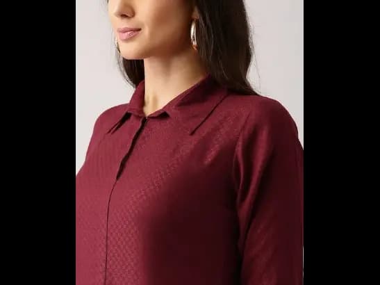 Maroon Woven Design Pathani Kurta (2)