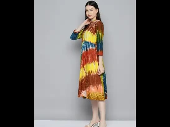 Abstract Printed Fit & Flare Midi Dress (2)