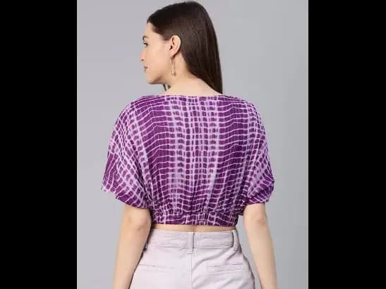 Trendy Purple and White Solid Wrapped Top (2)