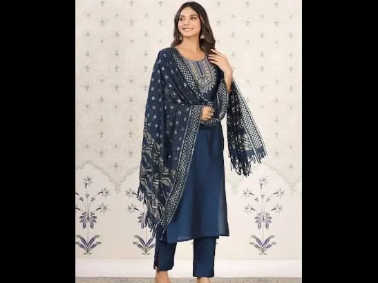 Ethnic Motifs Embroidered Kurta with Trousers & With Dupatta (5)