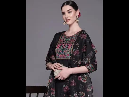Yoke Design Regular Pure Cotton Kurta with Palazzos & With Dupatta (2)