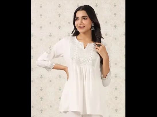 Floral Embroidered Sequinned A Line Top (4)