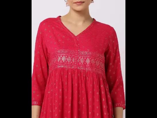Foil Print Flared Kurta (3)
