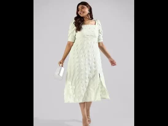 Plus Size Self Design A-Line Midi Dress