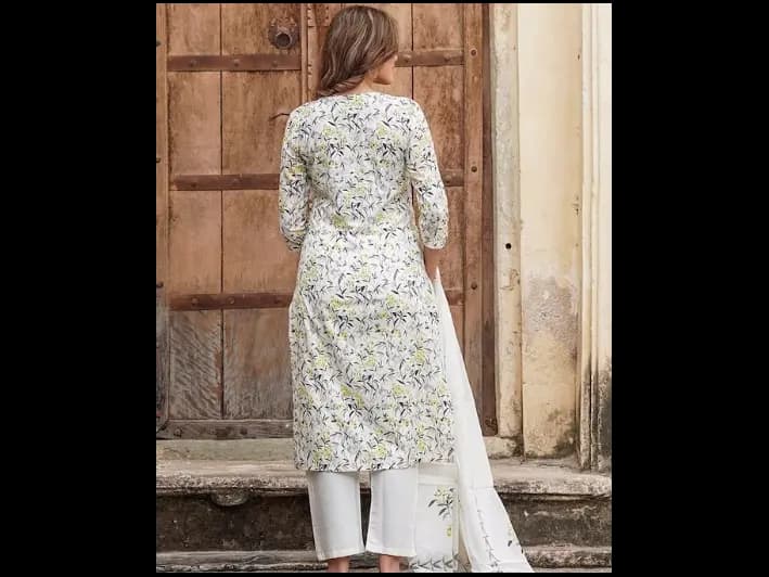 Ethnic Motifs Printed Thread Work Pure Cotton Kurta with Trousers & Dupatta (3)