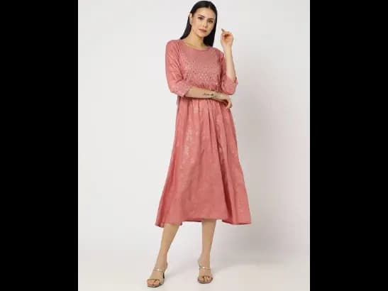 Floral Print Sequinned A-Line Dress