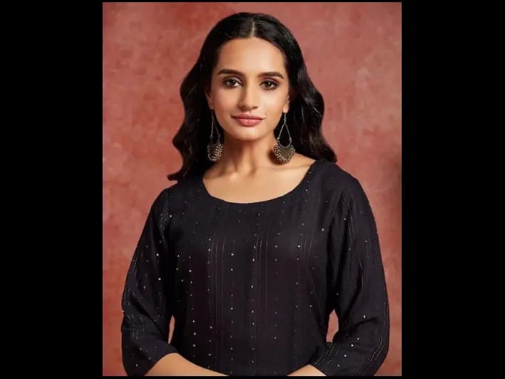 Striped Sequinned Straight Kurta (5)