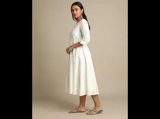 Embroidered Fit & Flare Dress with Insert Pocket (2)