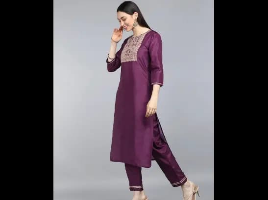 Burgundy Floral Printed Kurta with Trousers & With Dupatta (6)