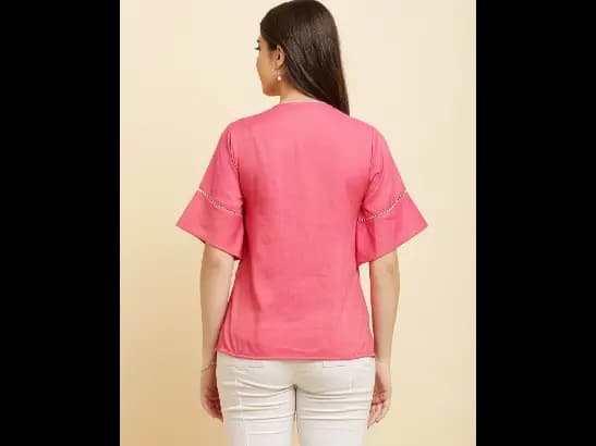Women Regular Fit V-Neck Top (2)