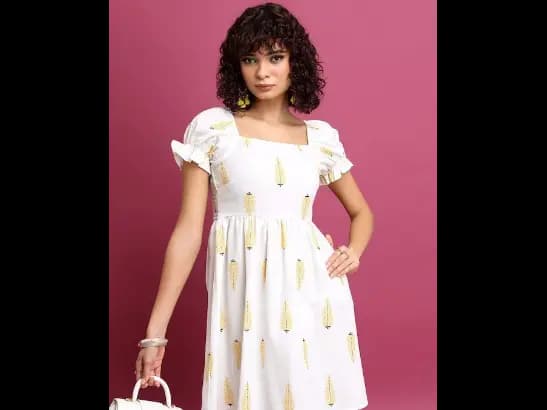 Print Flutter Sleeve Fit & Flare Mini Dress