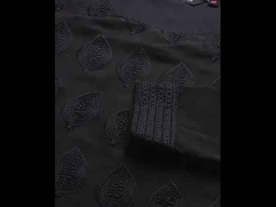 Black Ethnic Motifs Embroidered Chikankari Kurta (3)