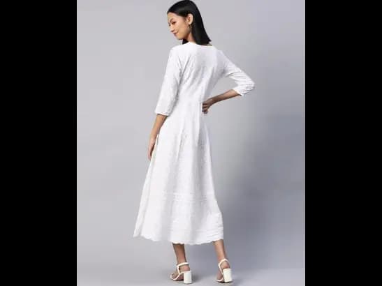 Chikankari A-Line Dress (2)