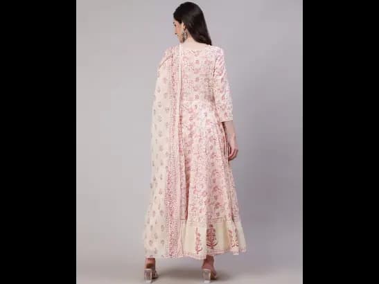 Floral Print Flared Kurta Set with Dupatta (5)