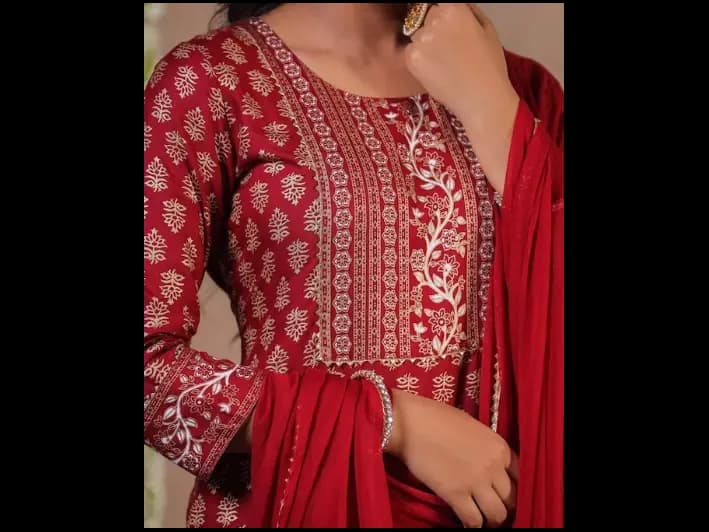 Ethnic Motifs Printed Kurta With Trousers & Dupatta (2)