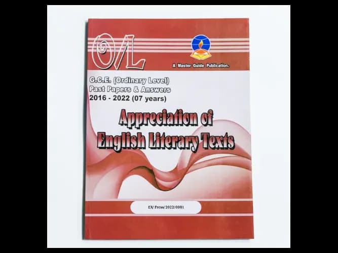 Appreciation of English Literary Texts – O/L Past Papers – Master Guide