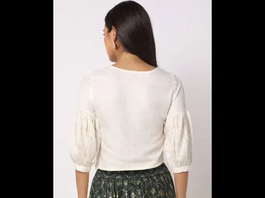 Foil Print Top with Neck Tie-Up (3)