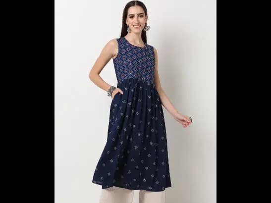 Micro Print Flared Kurta