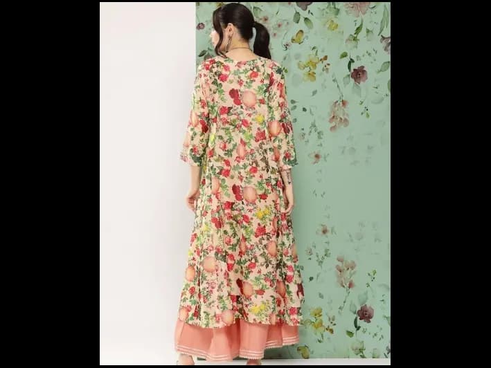 Peach-coloured solid Top with Palazzos (3)
