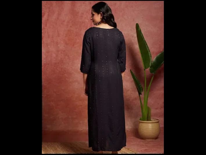 Striped Sequinned Straight Kurta (3)