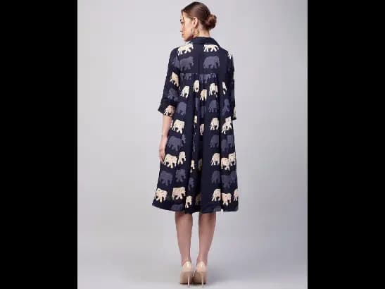 Elephant Print A-Line Dress (3)