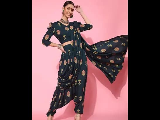 Gorgeous Green Printed Top with Trousers
