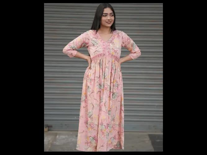 Baby Pink A-Line Midi Dress (3)