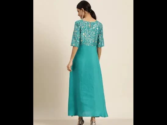 Teal Ethnic Motifs Ethnic Motifs Dress (5)