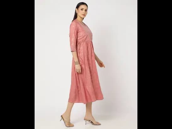 Floral Print Sequinned A-Line Dress (4)