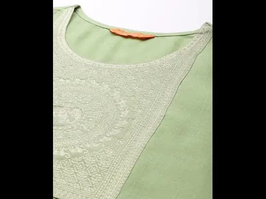 Yoke Design Zari Pure Cotton Kurta With Palazzos & Dupatta (4)